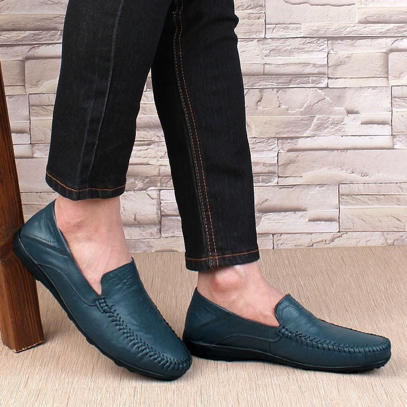Roel - Marineblauwe leren heren Loafer